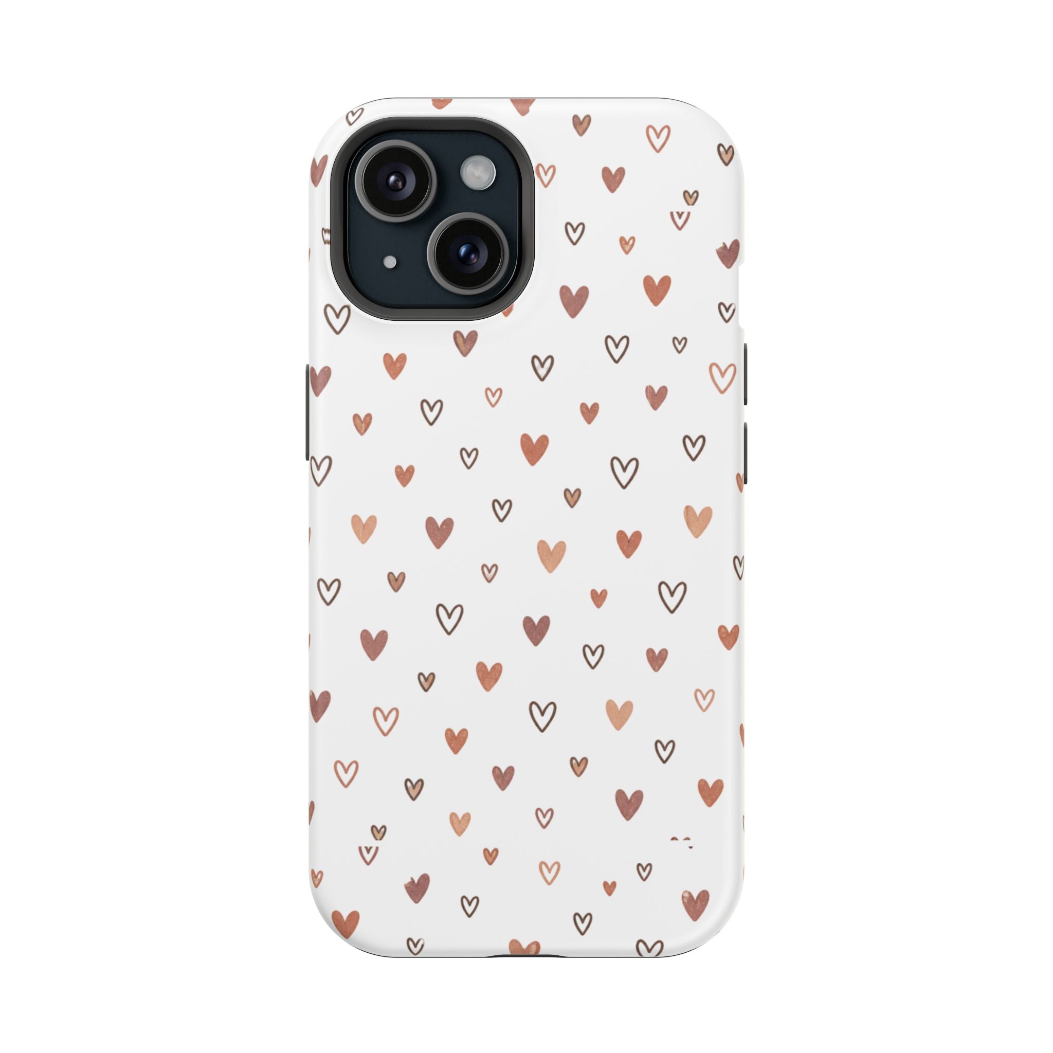 Heart Doodle Impact-Resistant Phone Case — Cute Neutral Tiny Hearts Design