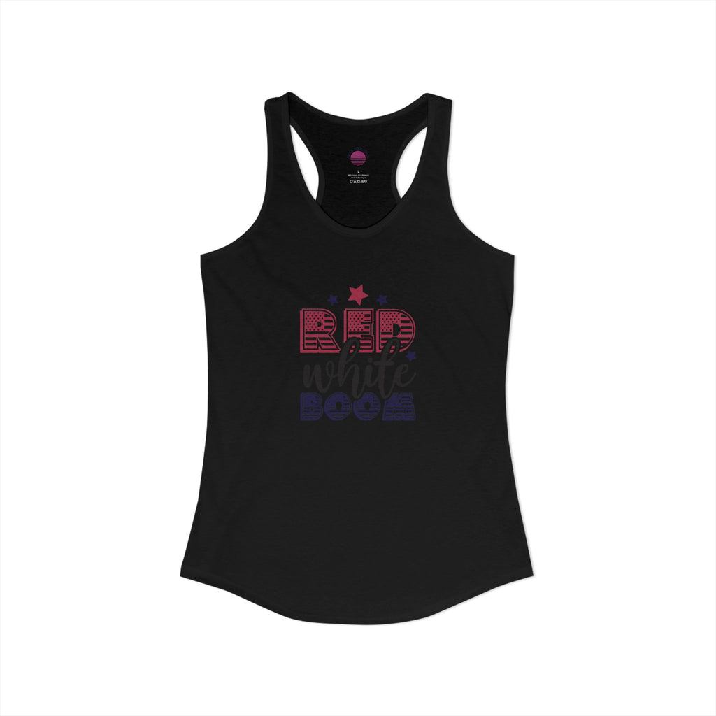 Women's Ideal Racerback Tank — Red, White, and Boom!