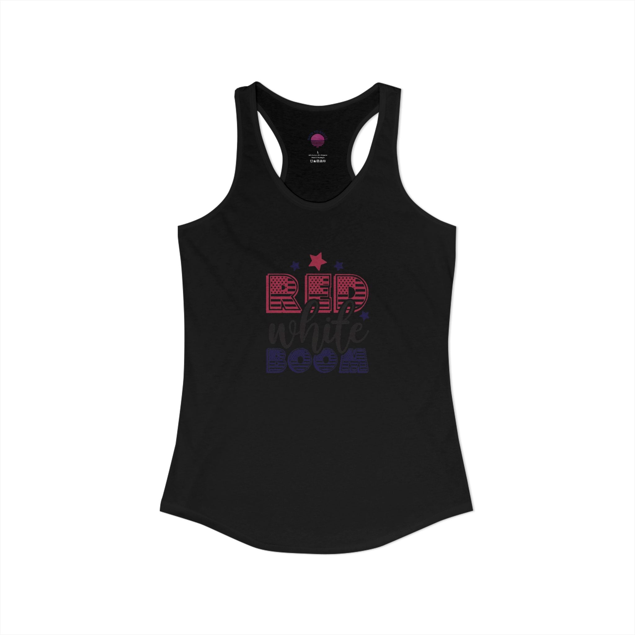 Women's Ideal Racerback Tank — Red, White, and Boom!