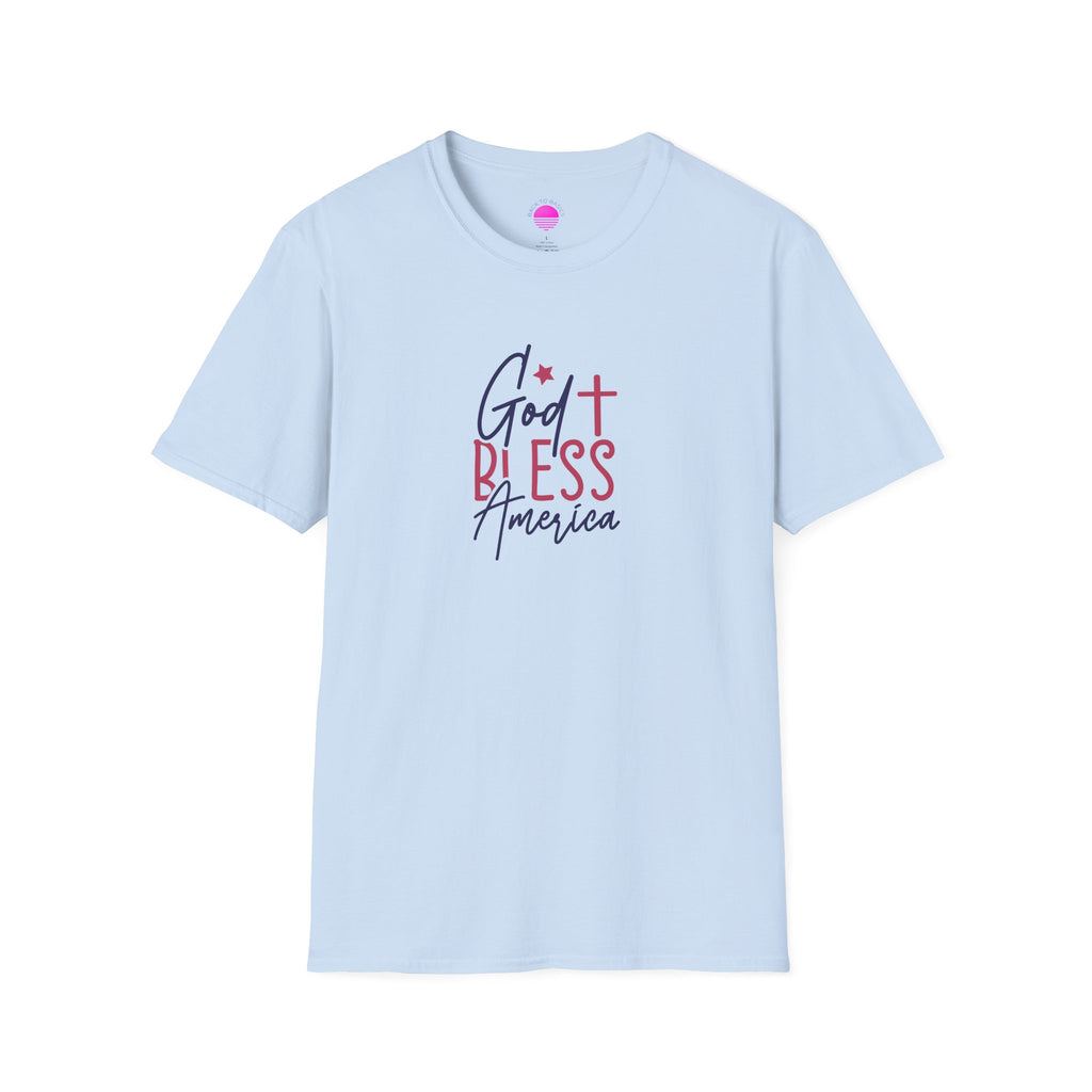 God Bless America Patriotic Christian T-Shirt with Cross