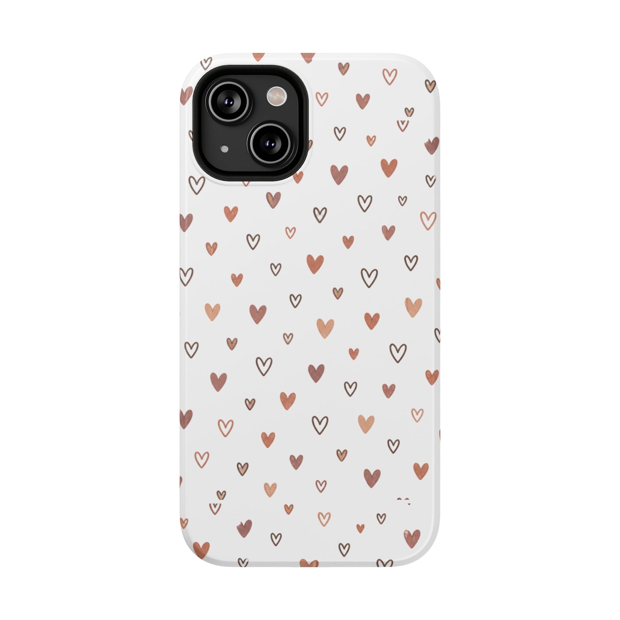 Heart Doodle Impact-Resistant Phone Case — Cute Neutral Tiny Hearts Design