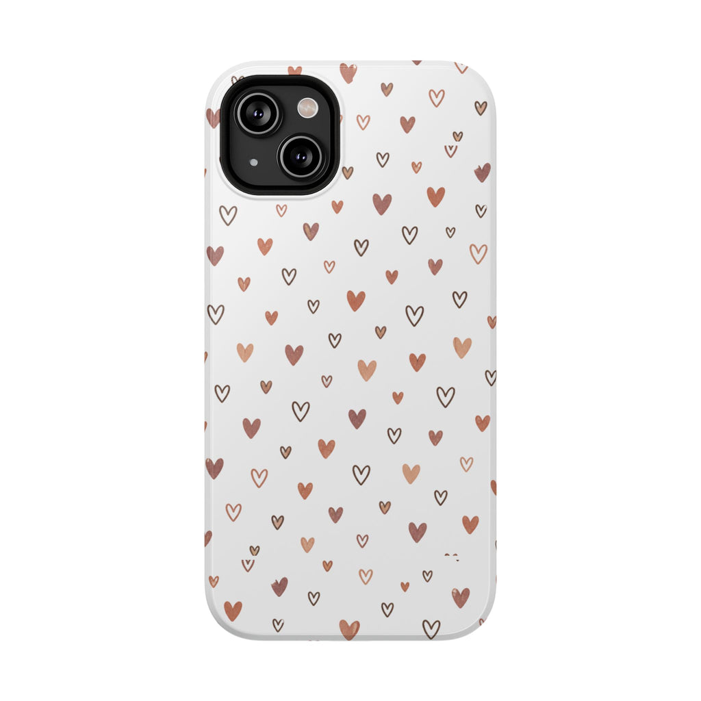 Heart Doodle Impact-Resistant Phone Case — Cute Neutral Tiny Hearts Design