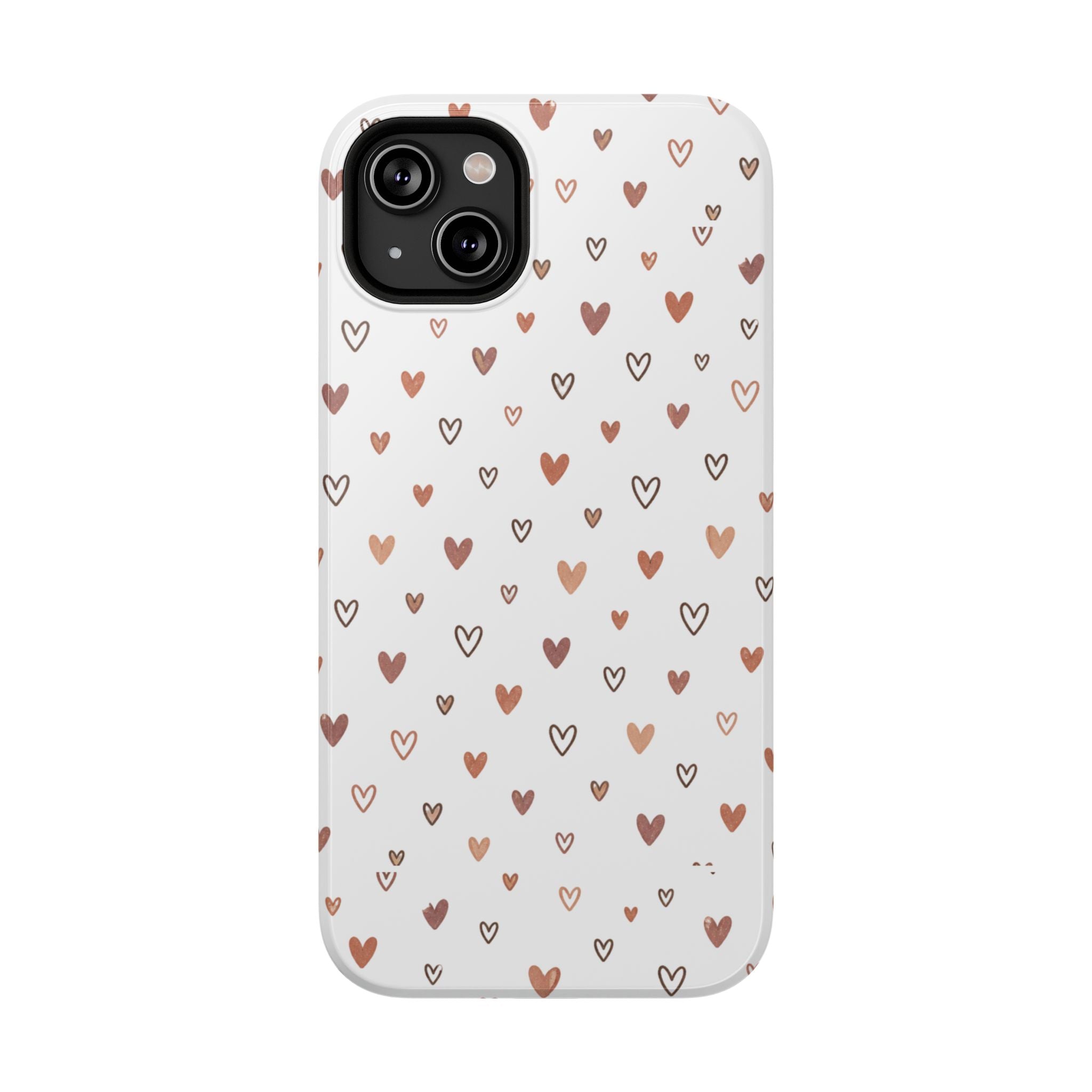 Heart Doodle Impact-Resistant Phone Case — Cute Neutral Tiny Hearts Design