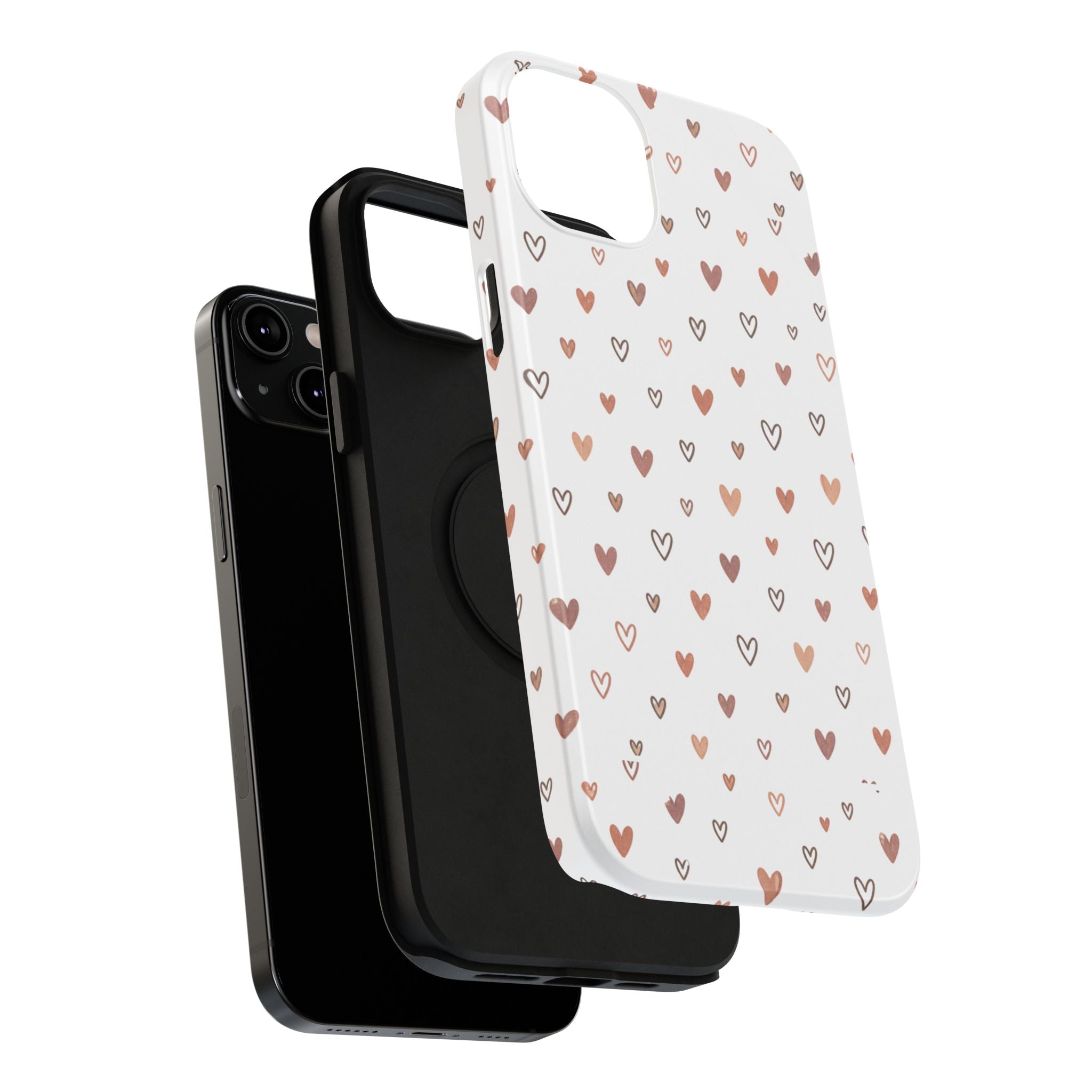 Heart Doodle Impact-Resistant Phone Case — Cute Neutral Tiny Hearts Design
