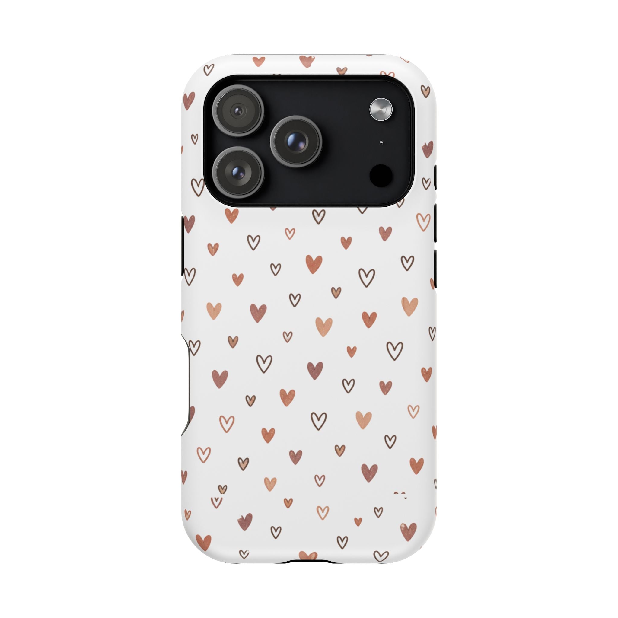 Heart Doodle Impact-Resistant Phone Case — Cute Neutral Tiny Hearts Design