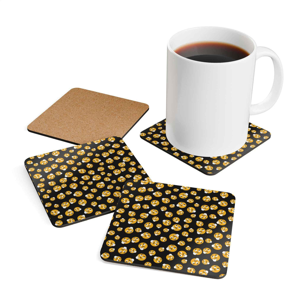 Funny Face Emoji Corkwood Coaster Set