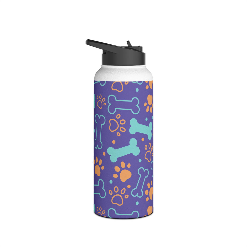 Dog Bone Paw Print Stainless Steel Water Bottle — Cute Pet Lover Insulated Bottle Printify