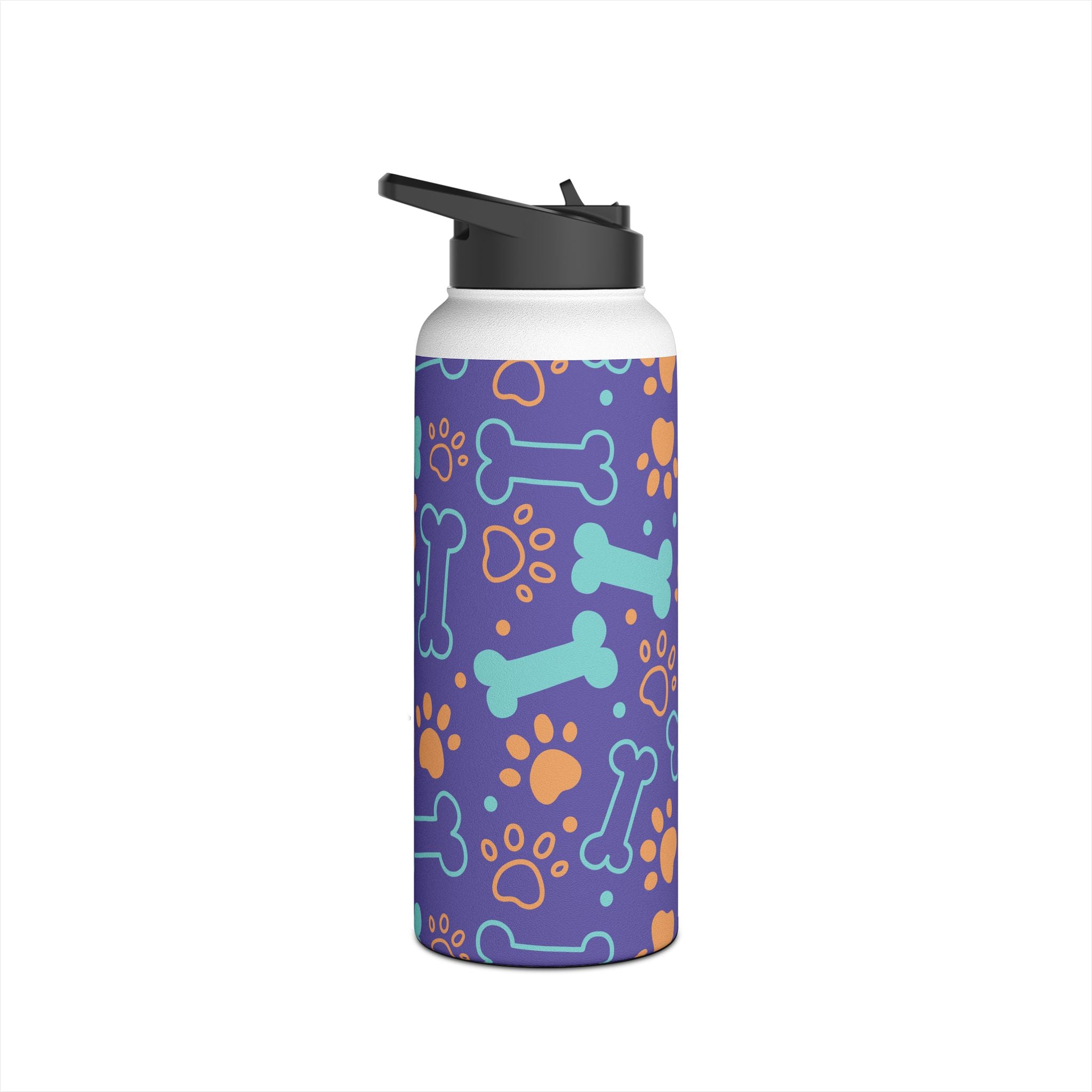 Dog Bone Paw Print Stainless Steel Water Bottle — Cute Pet Lover Insulated Bottle Printify