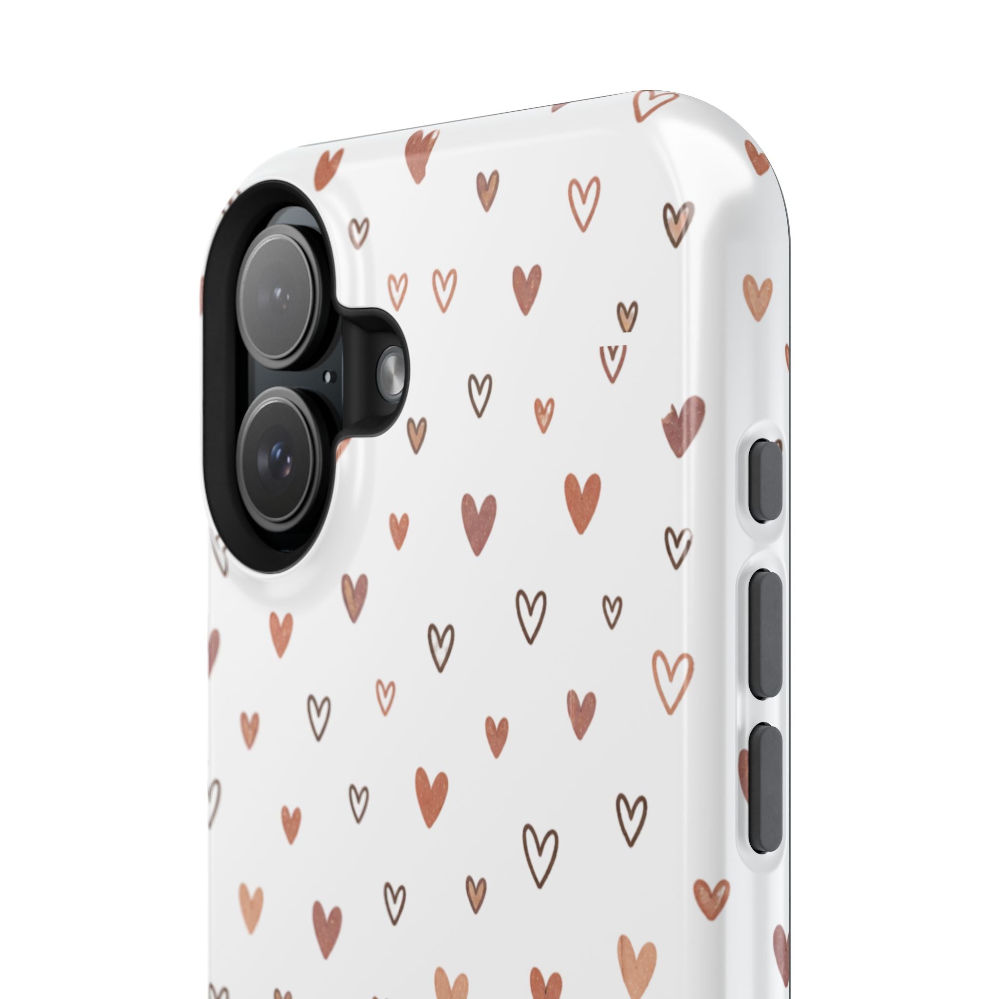 Heart Doodle Impact-Resistant Phone Case — Cute Neutral Tiny Hearts Design