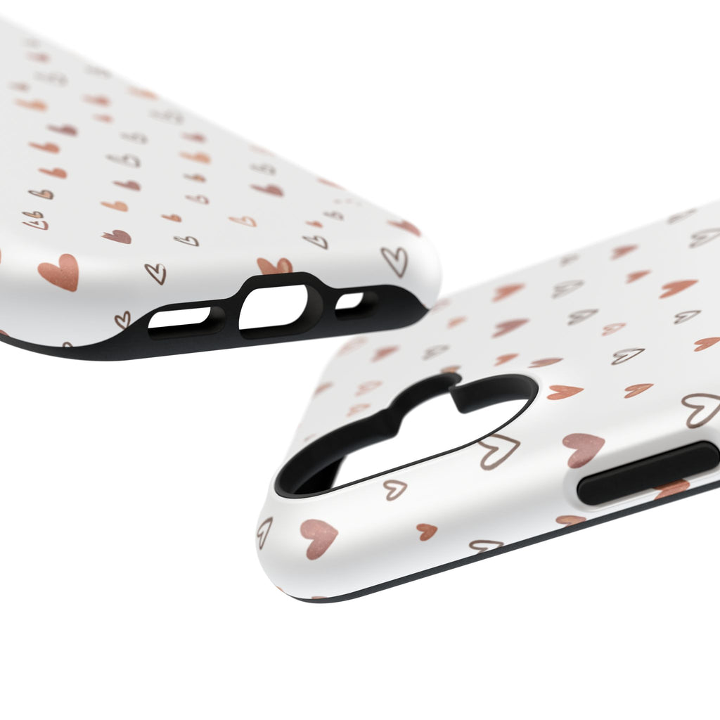 Heart Doodle Impact-Resistant Phone Case — Cute Neutral Tiny Hearts Design