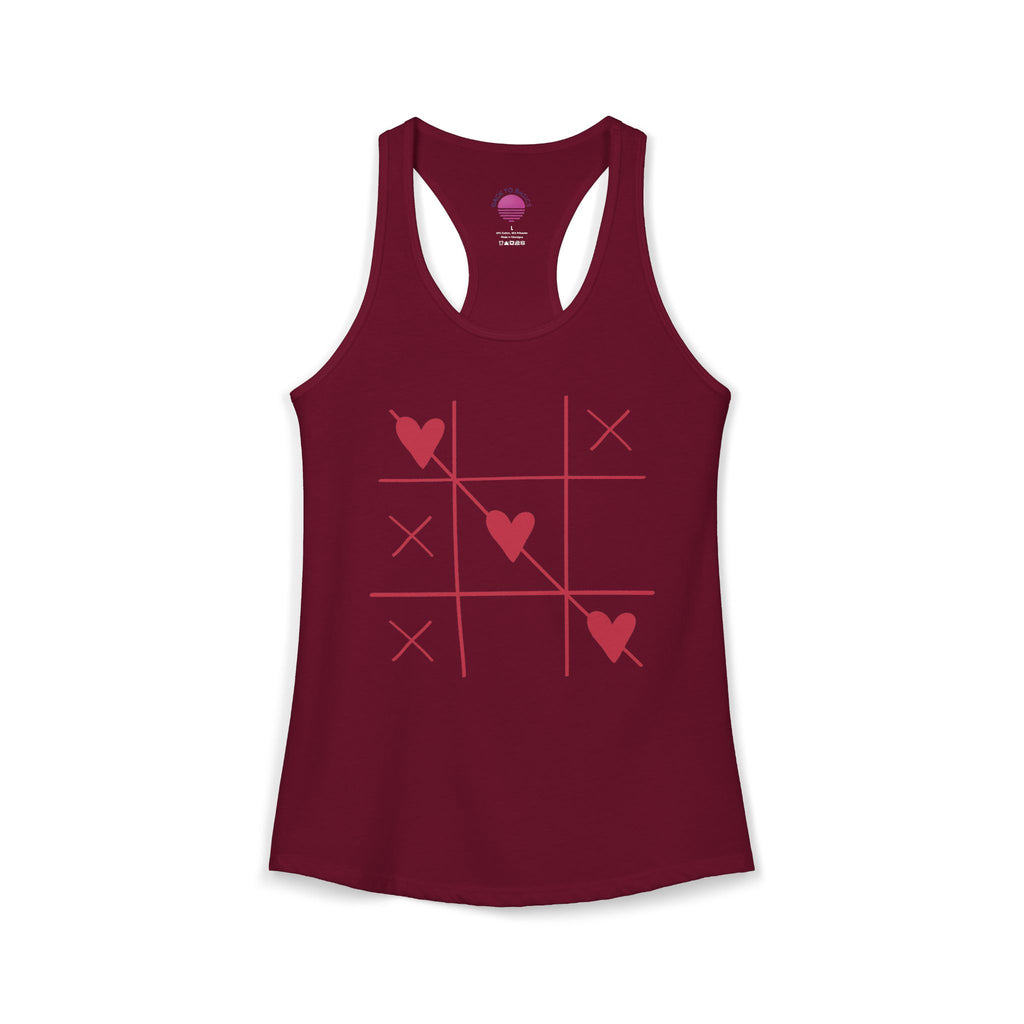 Heart Tic Tac Toe Women’s Racerback Tank — Cute Valentine’s Game Tee