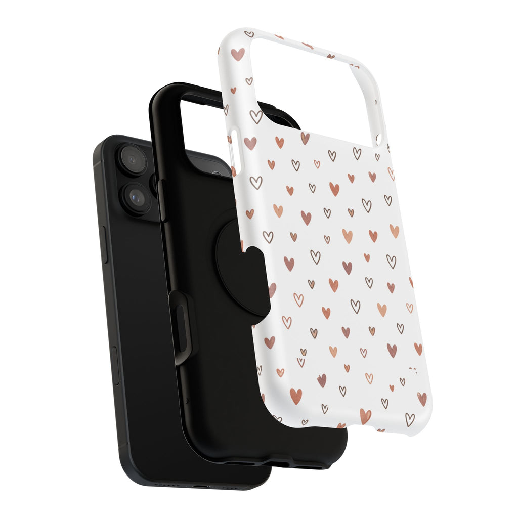 Heart Doodle Impact-Resistant Phone Case — Cute Neutral Tiny Hearts Design