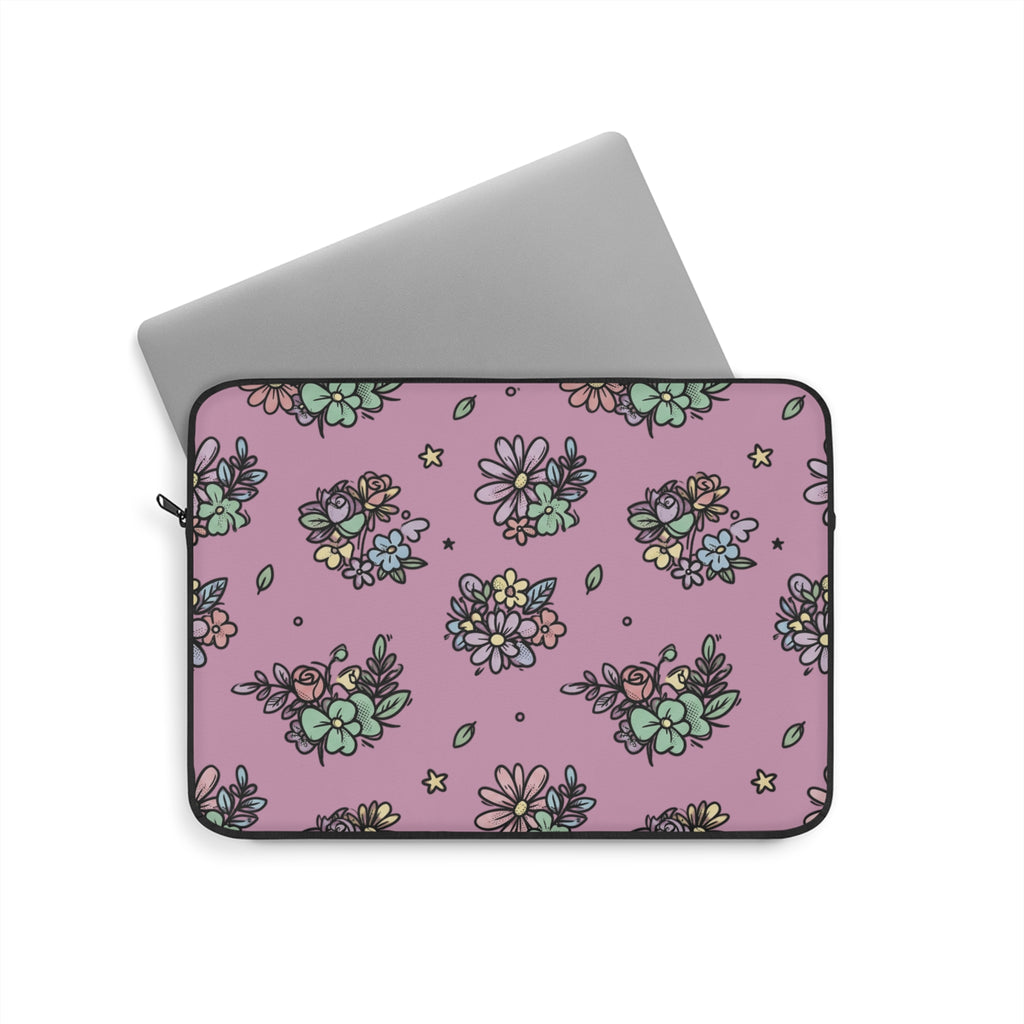 Floral Bouquet Laptop Sleeve — Pink Pastel Flower Pattern Case