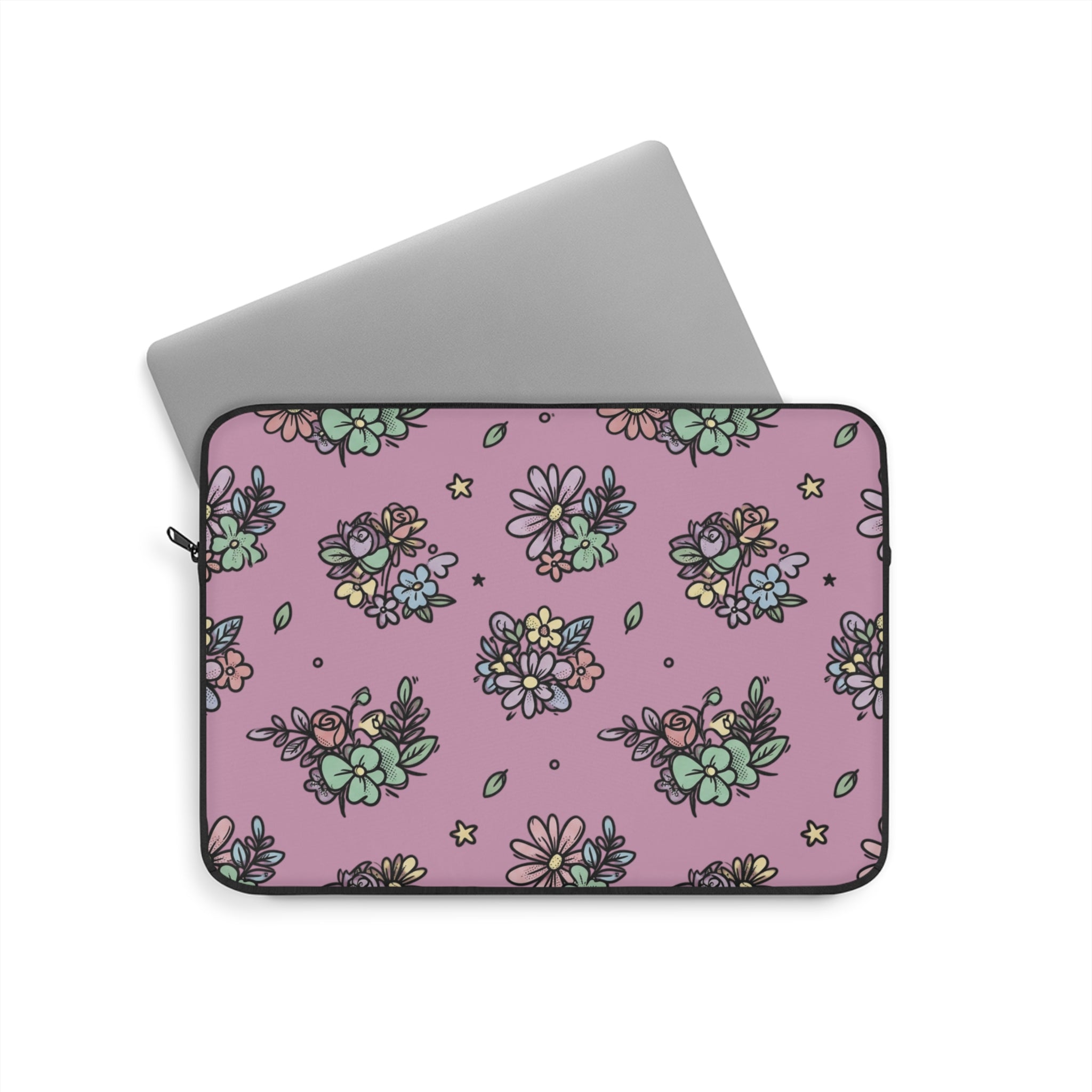 Floral Bouquet Laptop Sleeve — Pink Pastel Flower Pattern Case