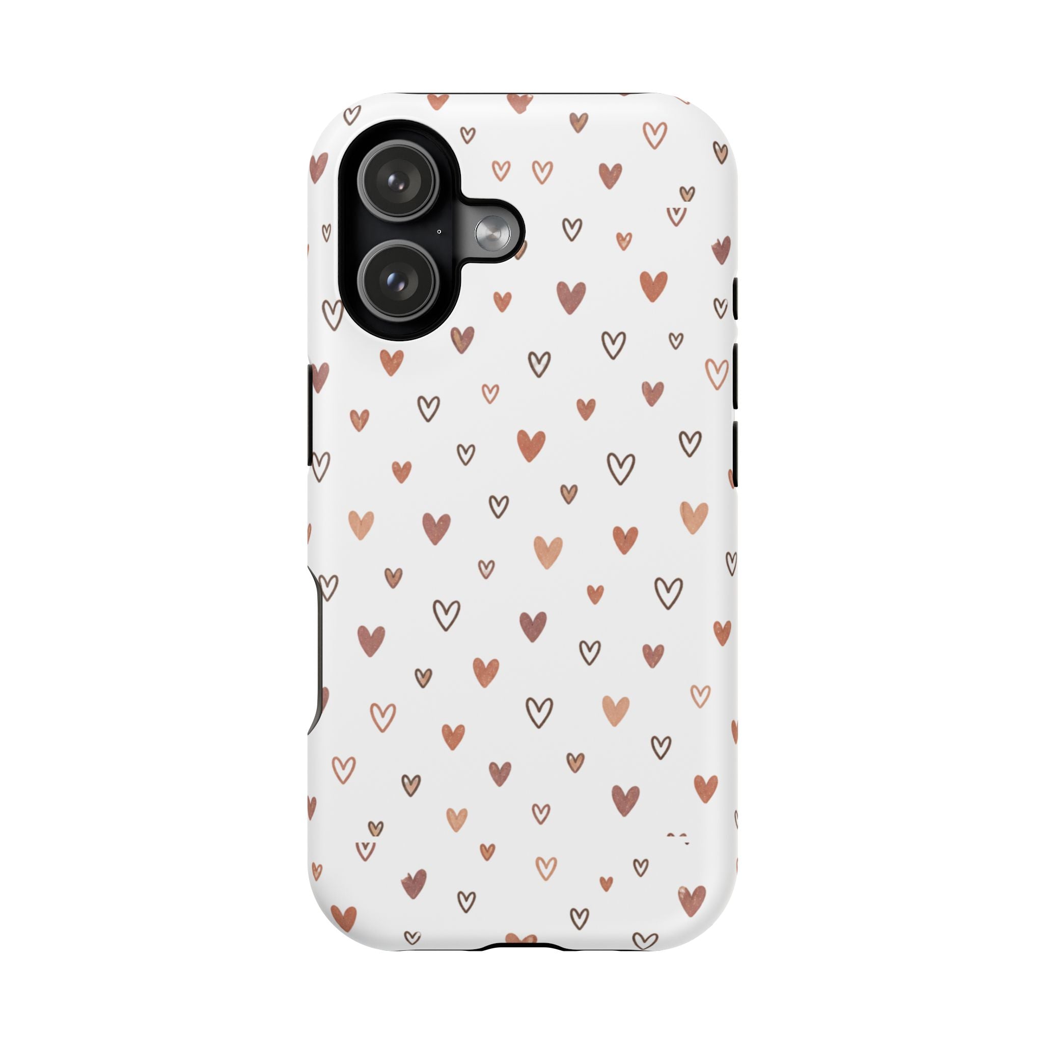 Heart Doodle Impact-Resistant Phone Case — Cute Neutral Tiny Hearts Design