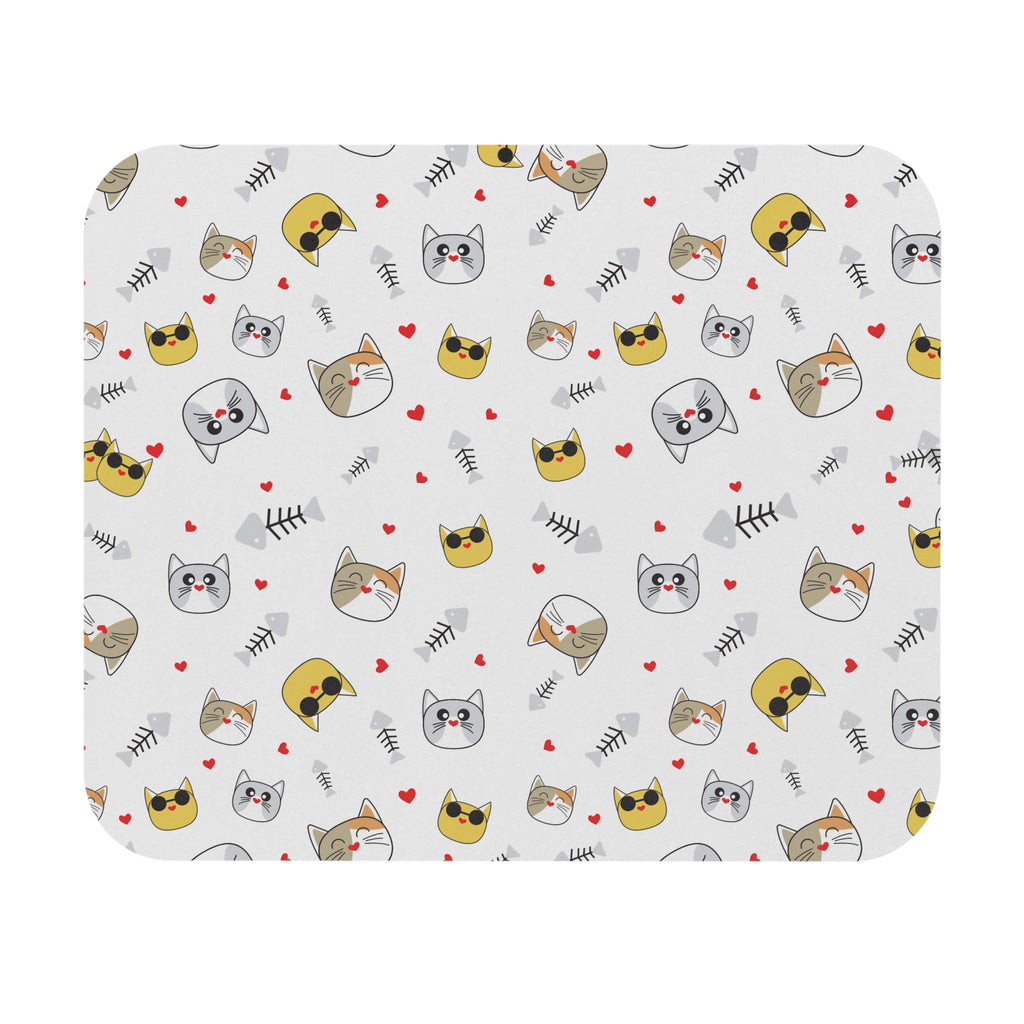 Cat-themed mouse pad featuring cute cats and playful designs in vibrant colors, perfect for animal lovers.