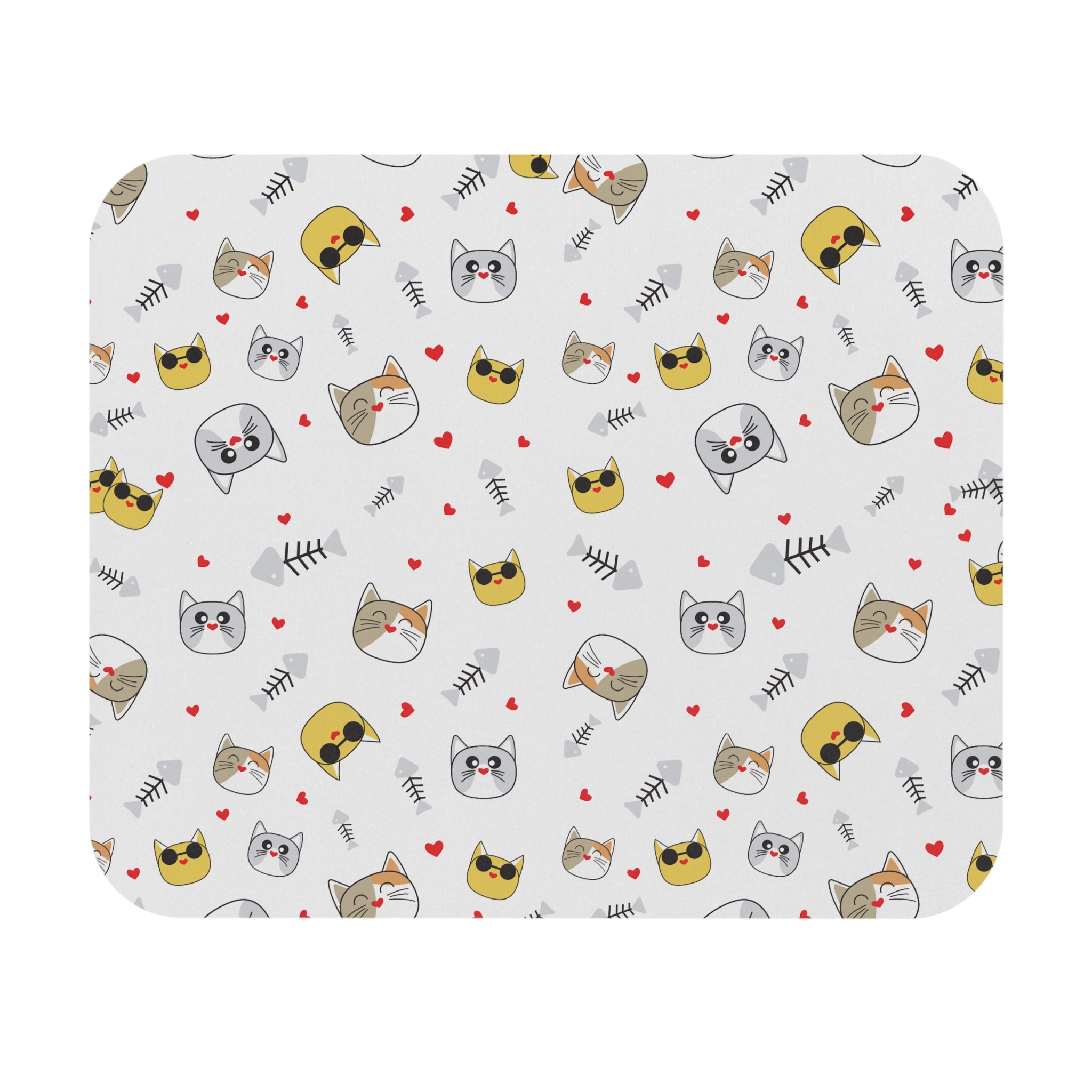 Cat-themed mouse pad featuring cute cats and playful designs in vibrant colors, perfect for animal lovers.