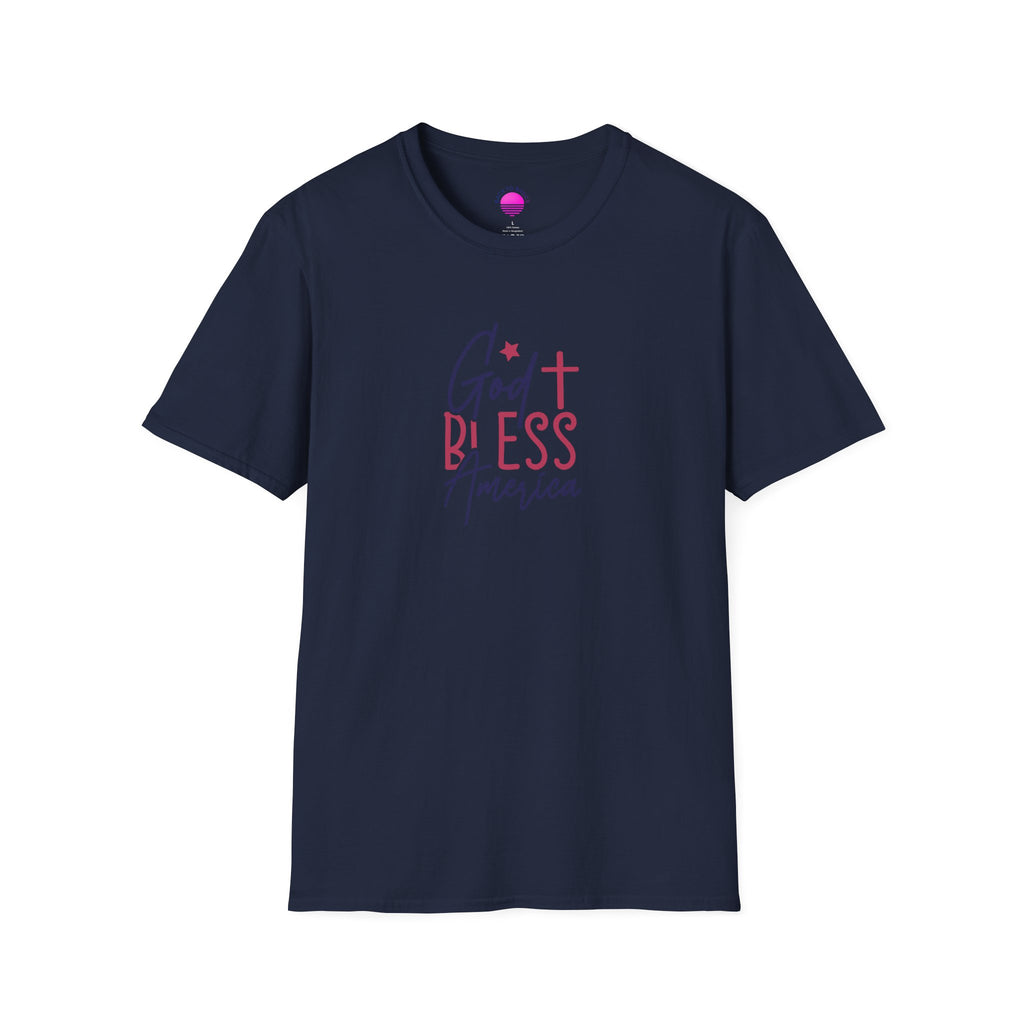 God Bless America Patriotic Christian T-Shirt with Cross