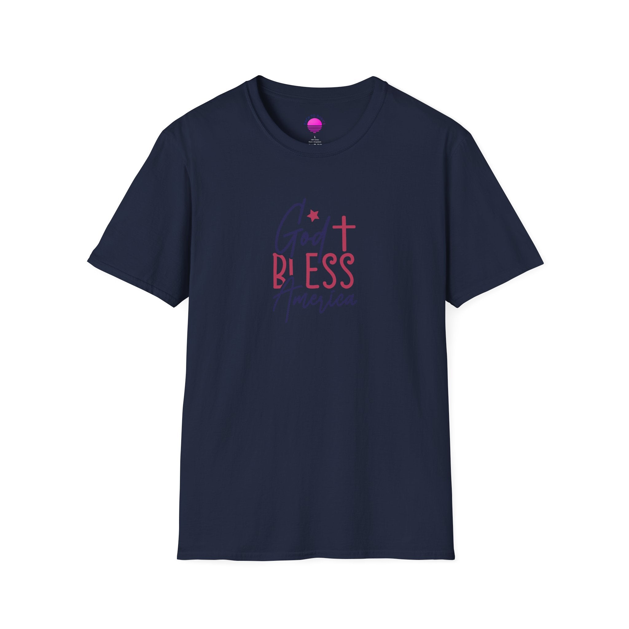 God Bless America Patriotic Christian T-Shirt with Cross
