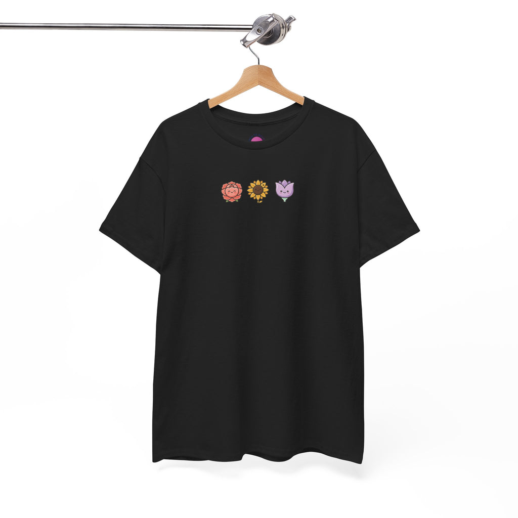 Back to School Flower Tee featuring floral designs on a black t-shirt, perfect floral back to school tee for students and teachers.