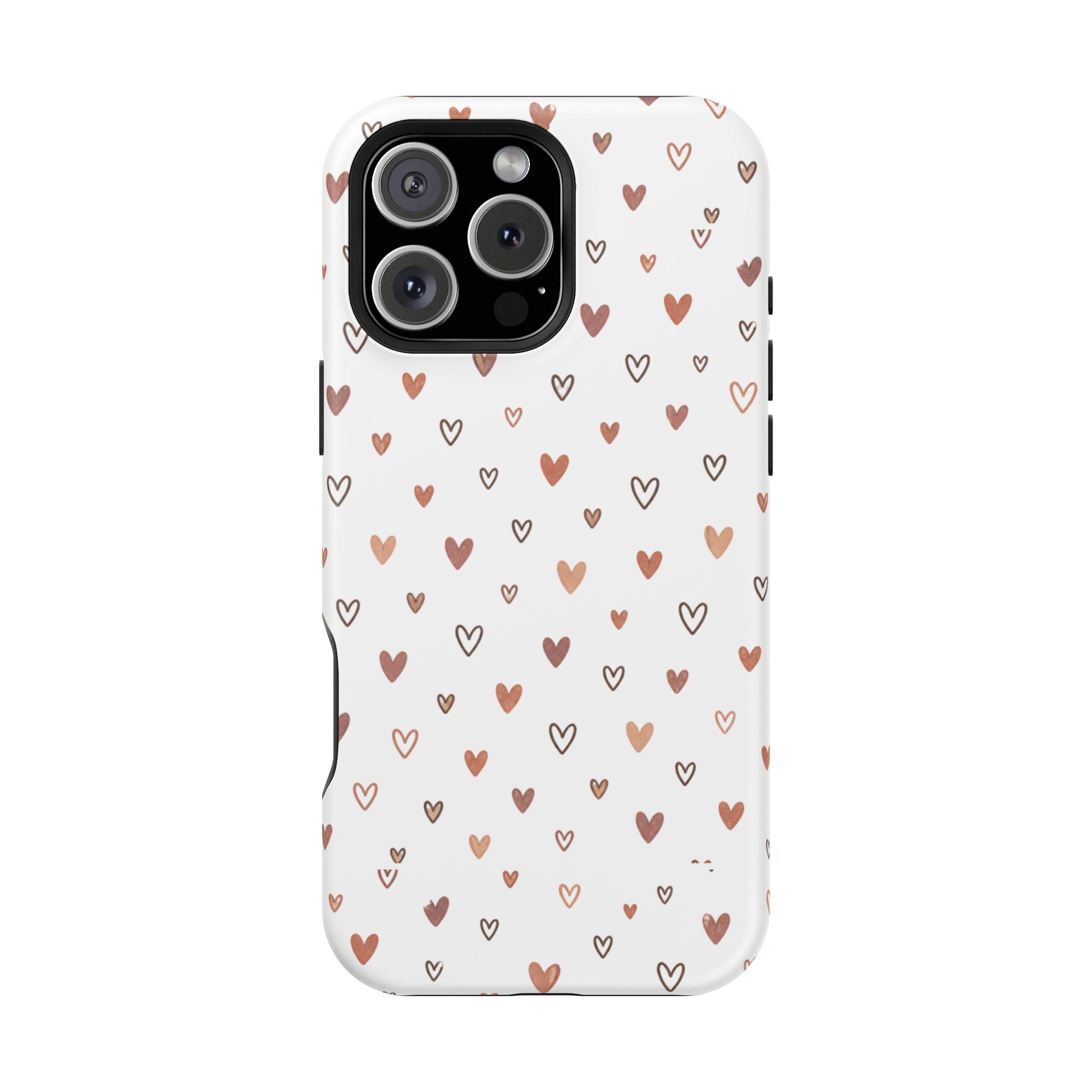 Heart Doodle Impact-Resistant Phone Case — Cute Neutral Tiny Hearts Design