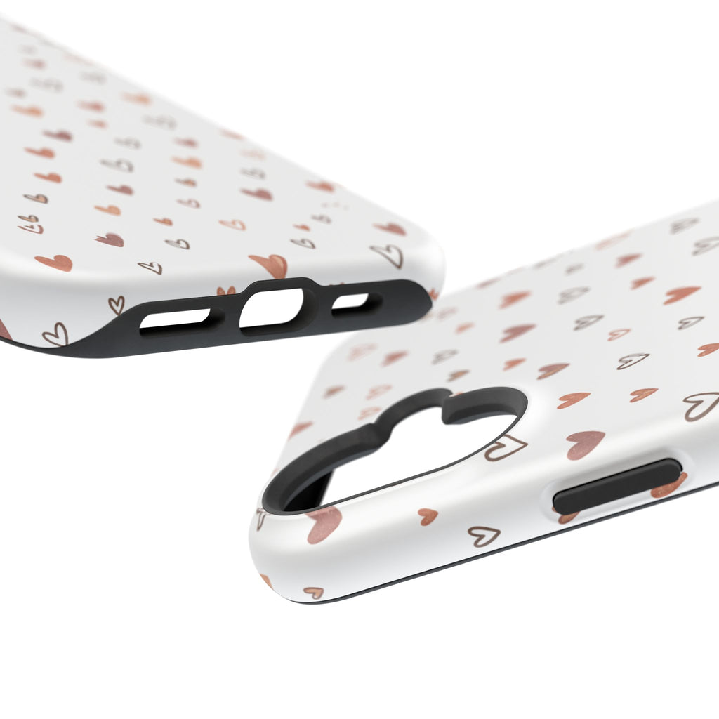 Heart Doodle Impact-Resistant Phone Case — Cute Neutral Tiny Hearts Design