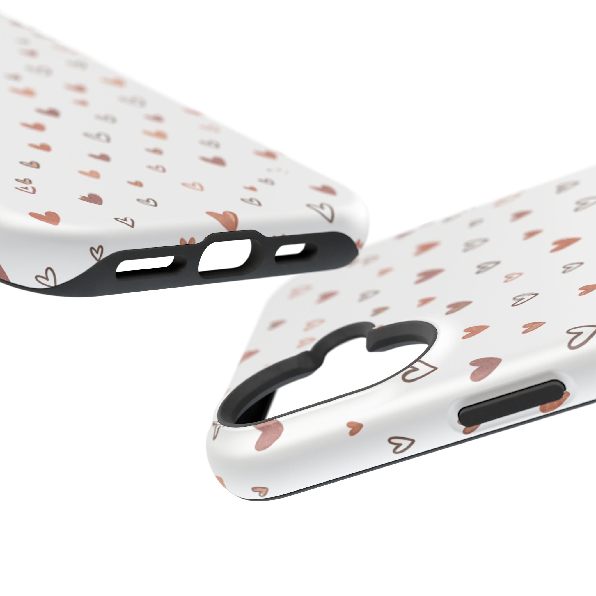 Heart Doodle Impact-Resistant Phone Case — Cute Neutral Tiny Hearts Design