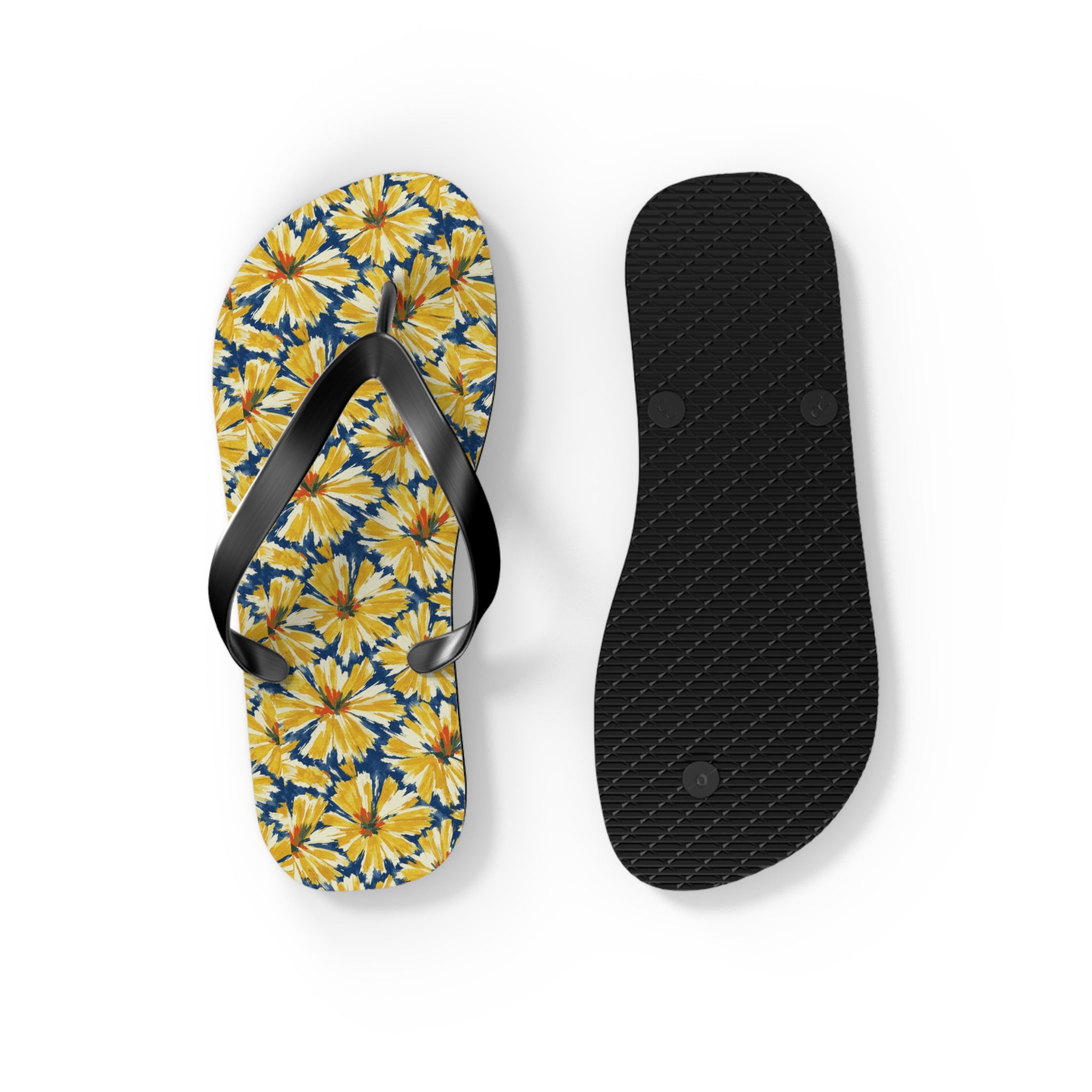 Yellow Daisy Flip Flops – Floral Beach Sandals Printify