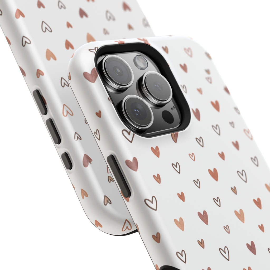 Heart Doodle Impact-Resistant Phone Case — Cute Neutral Tiny Hearts Design