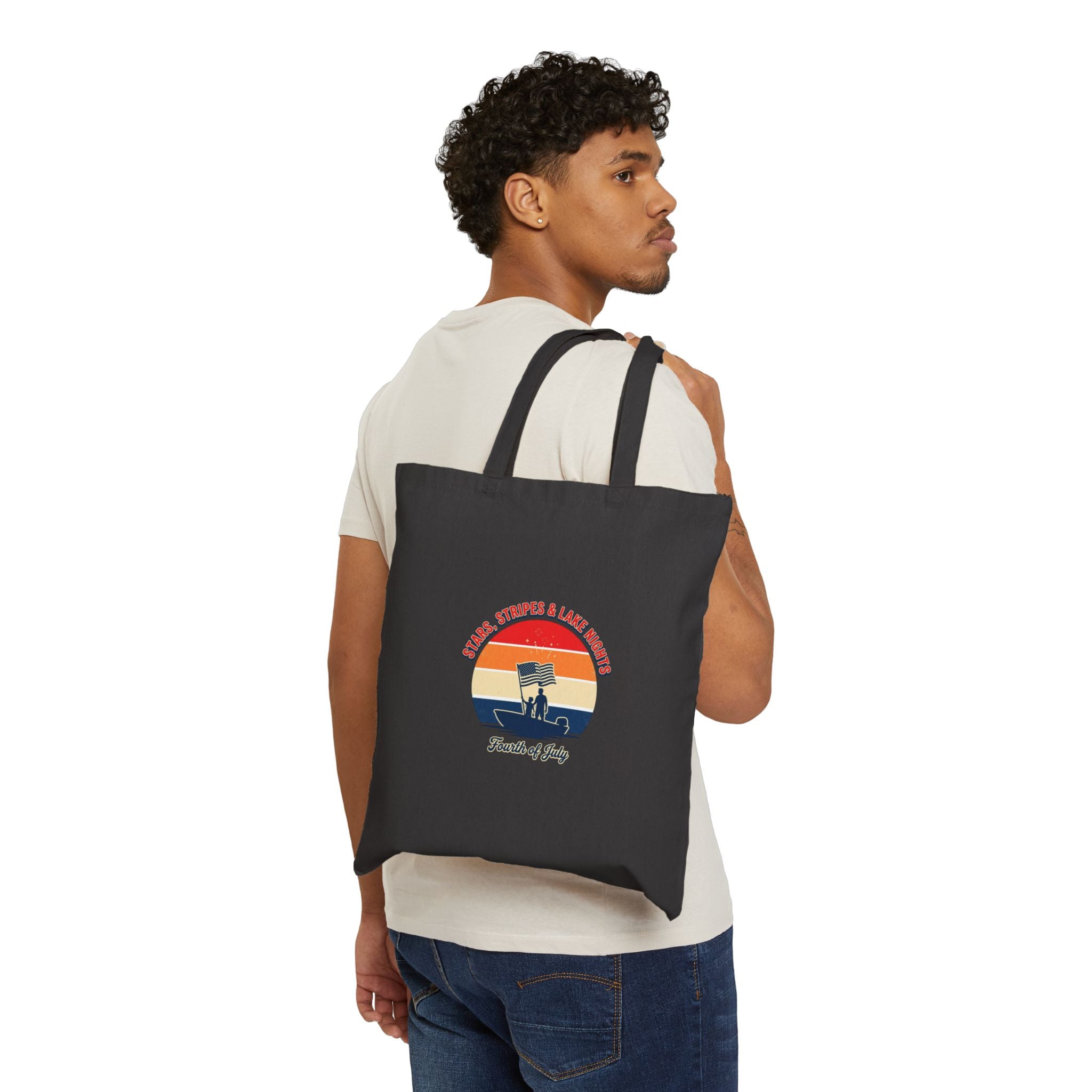 Vintage Beach Sunset Fourth of July Tote | Americana, red white blue