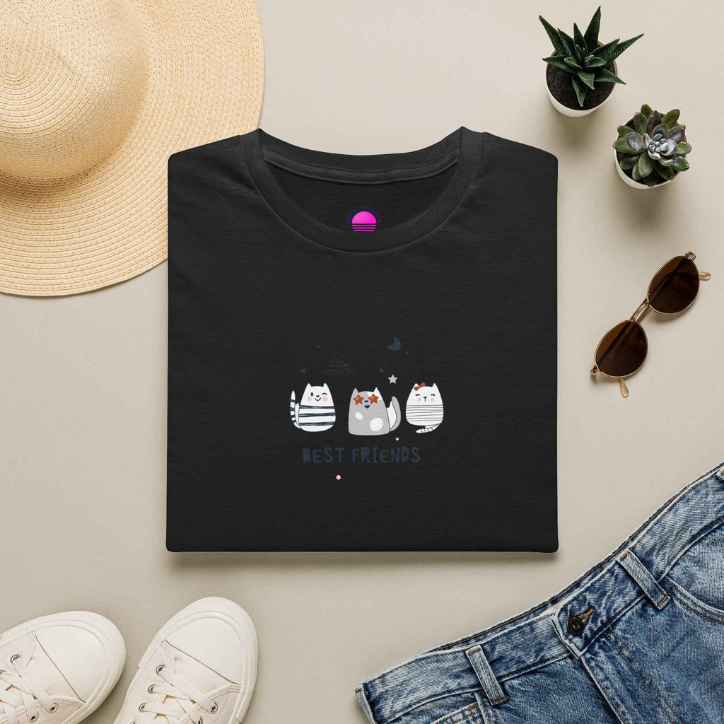 Cat Best Friends T-Shirt displayed with charming cat graphic, perfect for cat lovers.