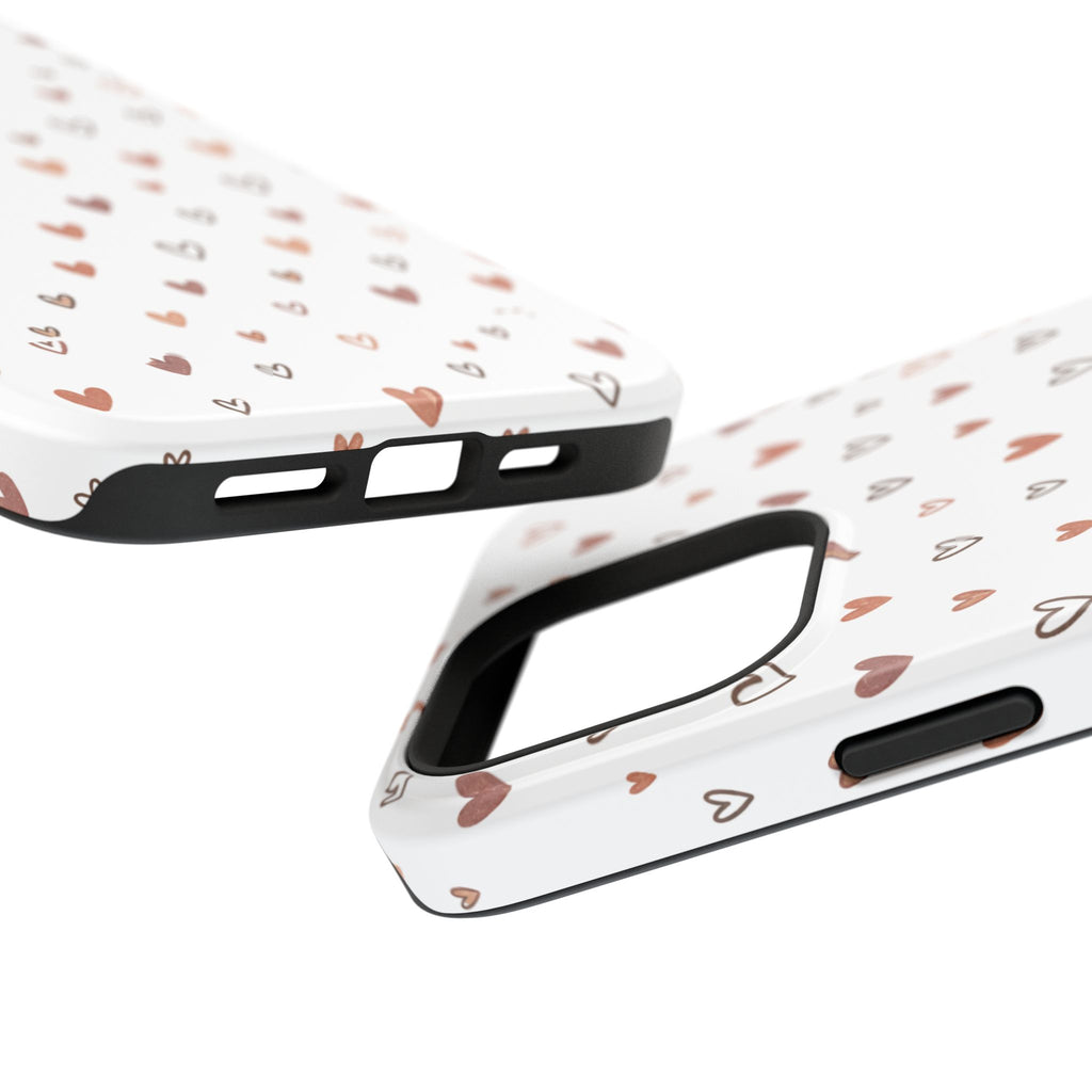 Heart Doodle Impact-Resistant Phone Case — Cute Neutral Tiny Hearts Design