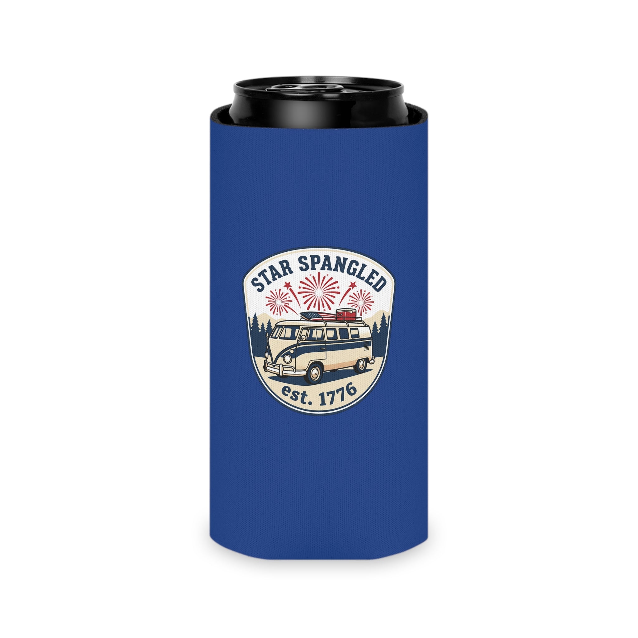 Star Spangled Van Can koozie— Patriotic 1776 RV Beer Cooler