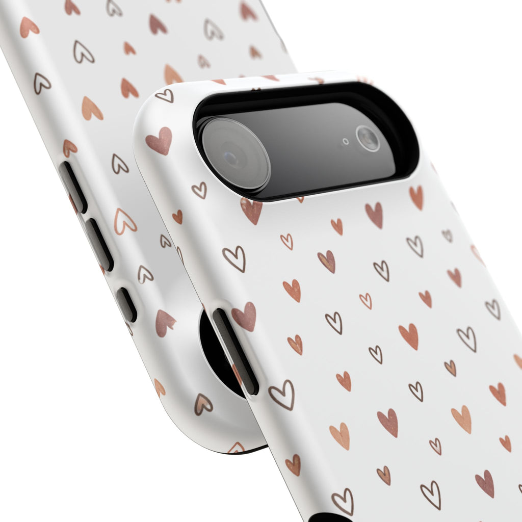 Heart Doodle Impact-Resistant Phone Case — Cute Neutral Tiny Hearts Design