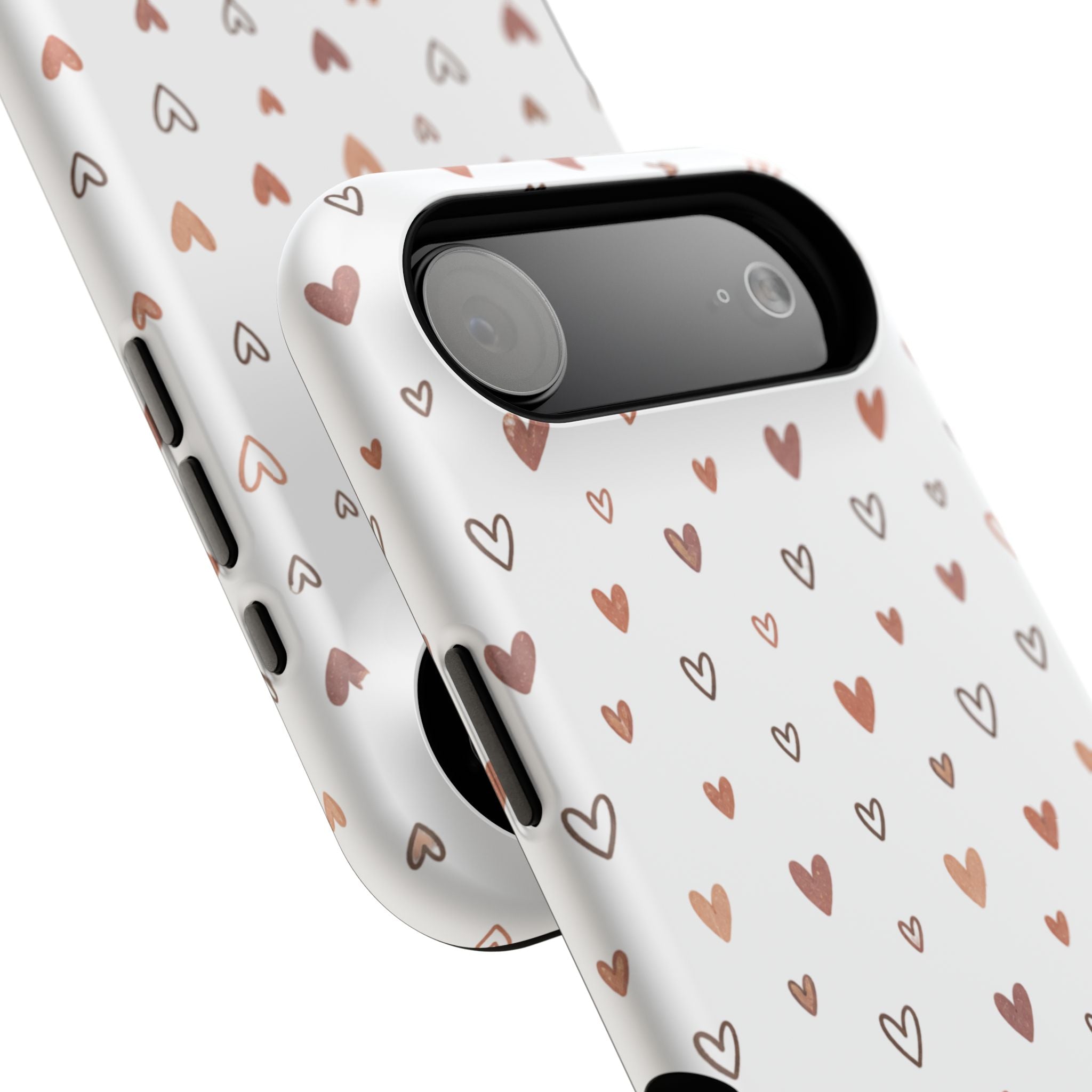 Heart Doodle Impact-Resistant Phone Case — Cute Neutral Tiny Hearts Design