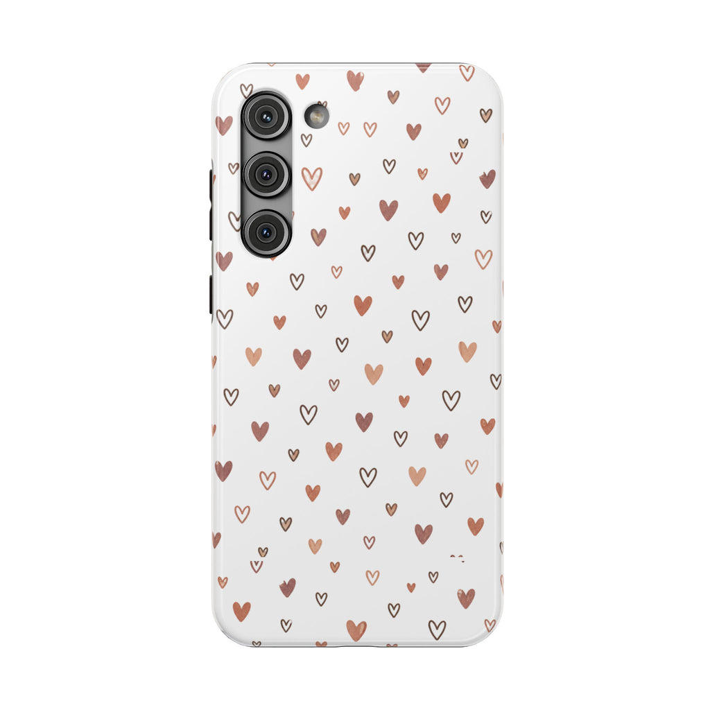 Heart Doodle Impact-Resistant Phone Case — Cute Neutral Tiny Hearts Design