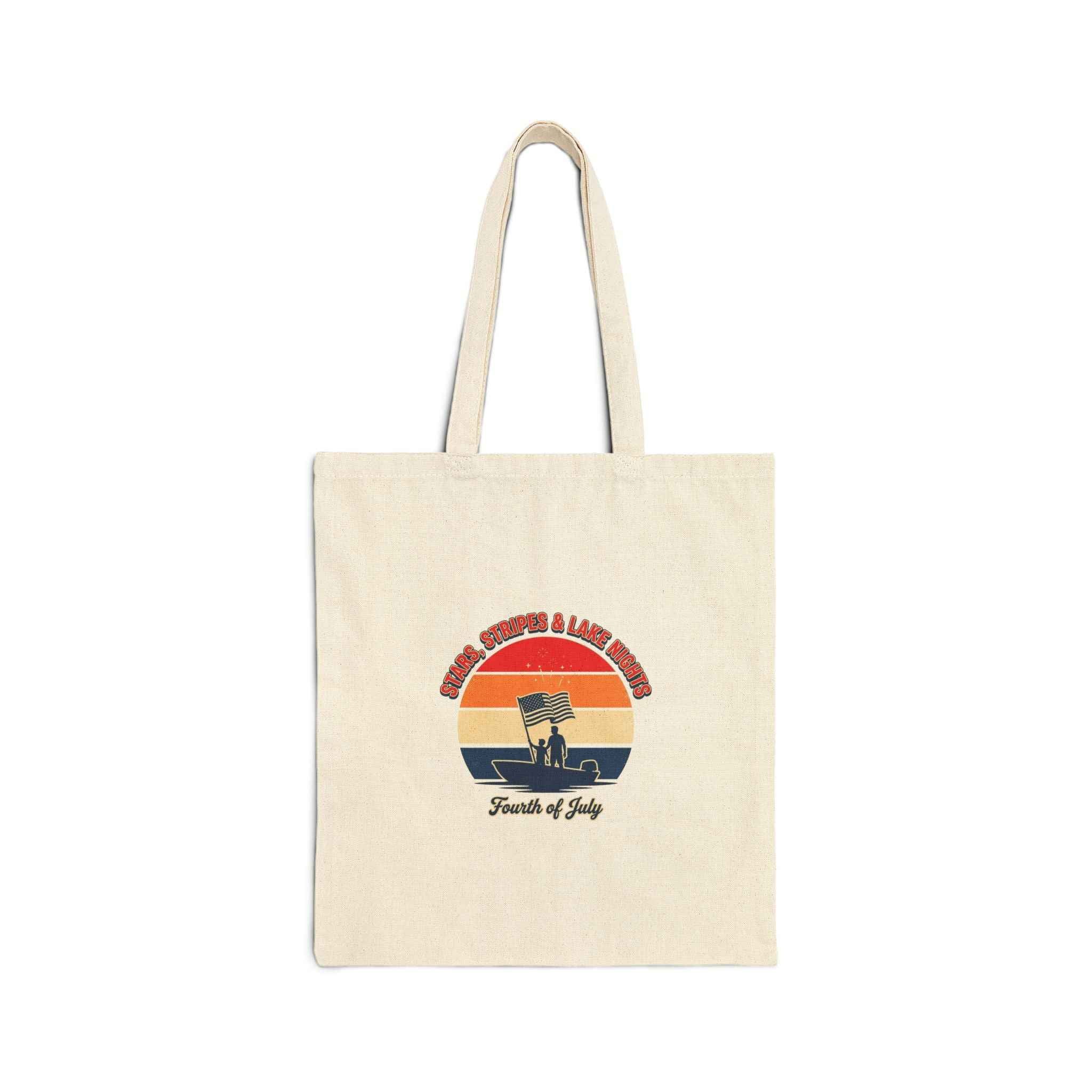 Vintage Beach Sunset Fourth of July Tote | Americana, red white blue