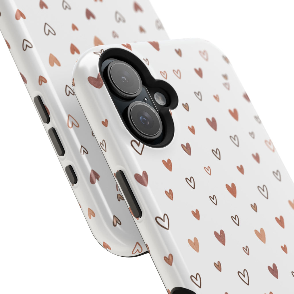 Heart Doodle Impact-Resistant Phone Case — Cute Neutral Tiny Hearts Design