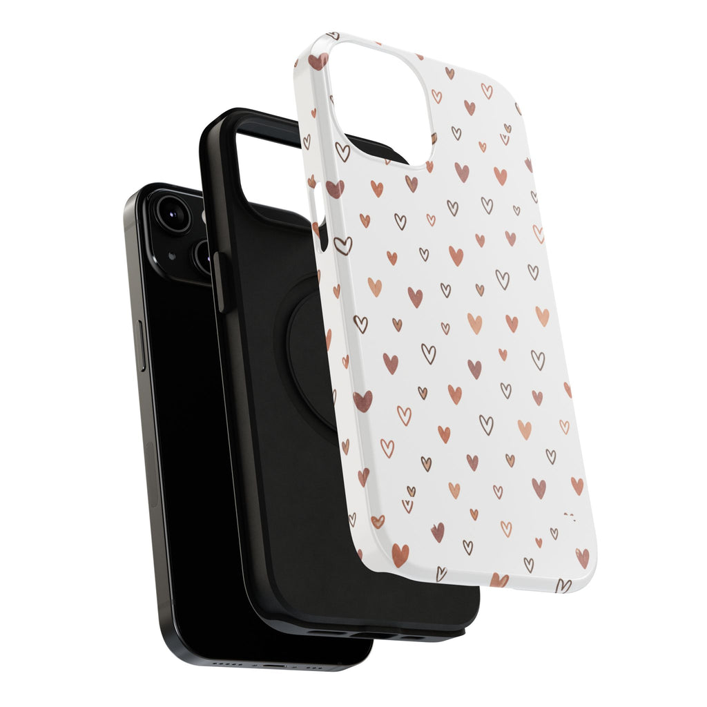 Heart Doodle Impact-Resistant Phone Case — Cute Neutral Tiny Hearts Design