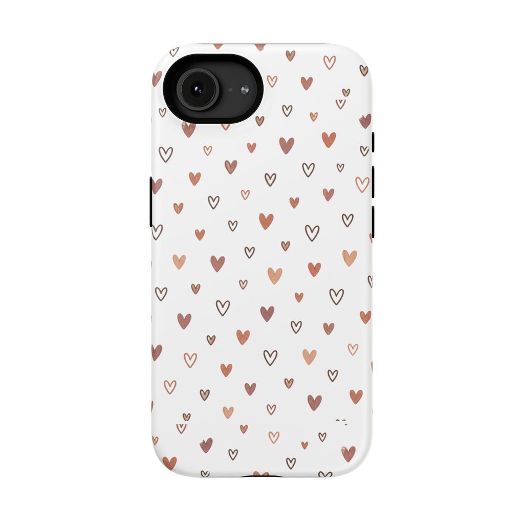 Heart Doodle Impact-Resistant Phone Case — Cute Neutral Tiny Hearts Design