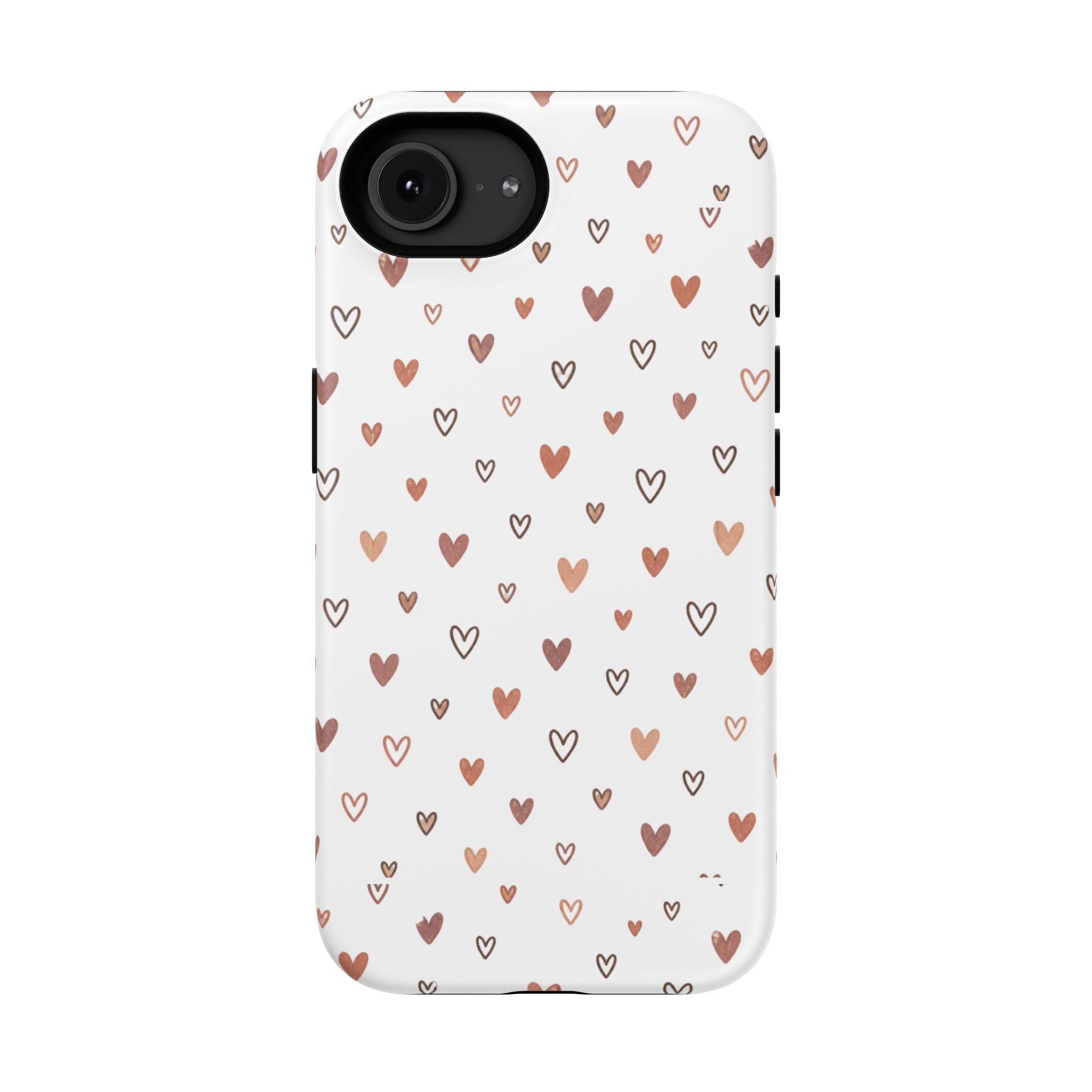 Heart Doodle Impact-Resistant Phone Case — Cute Neutral Tiny Hearts Design