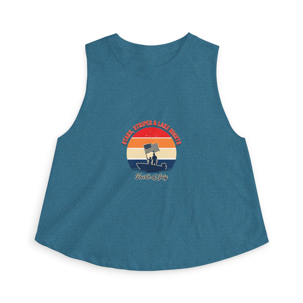 Fourth of July Retro Flag Crop Top — Faith, Freedom & Family Tank