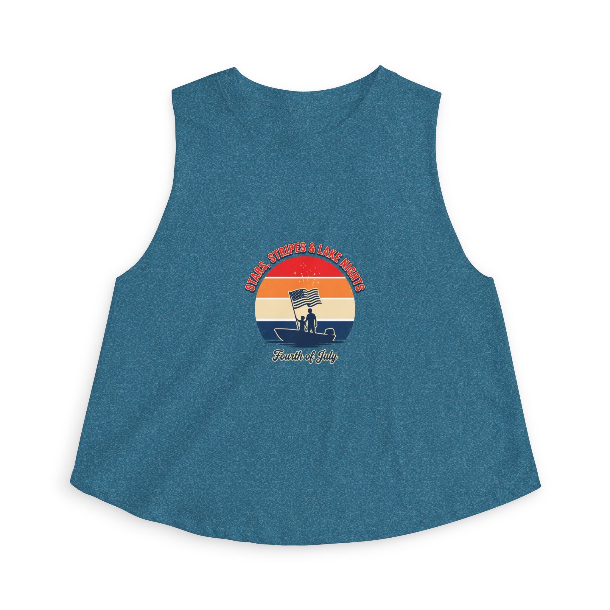 Fourth of July Retro Flag Crop Top — Faith, Freedom & Family Tank