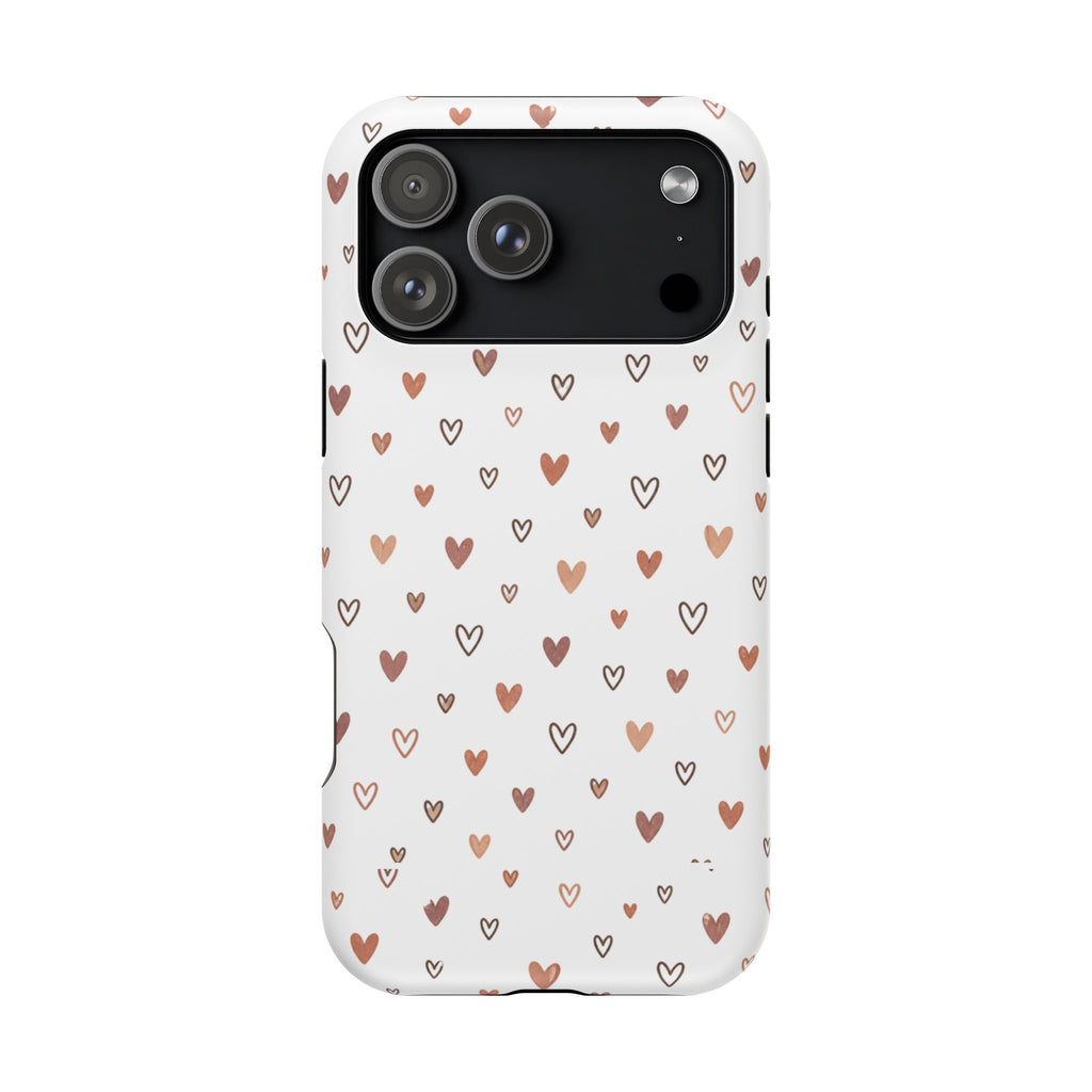 Heart Doodle Impact-Resistant Phone Case — Cute Neutral Tiny Hearts Design