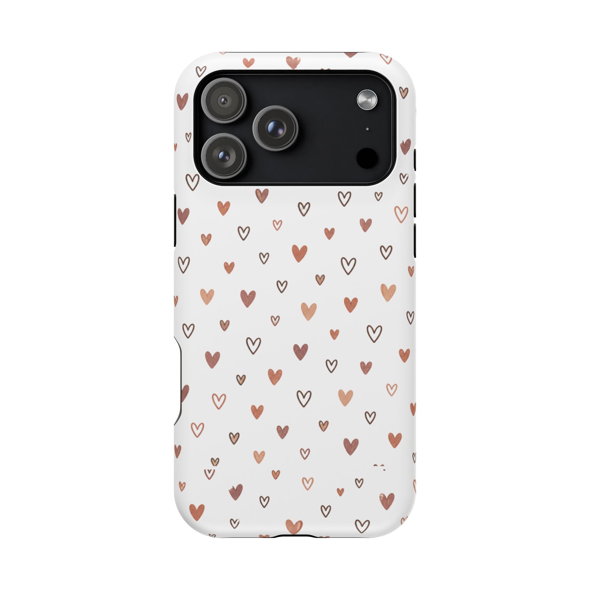 Heart Doodle Impact-Resistant Phone Case — Cute Neutral Tiny Hearts Design