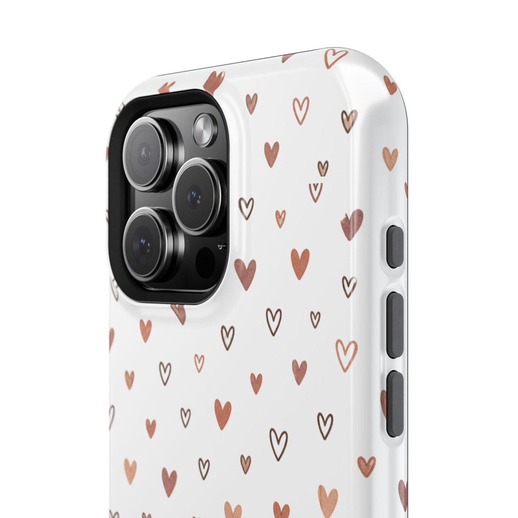 Heart Doodle Impact-Resistant Phone Case — Cute Neutral Tiny Hearts Design