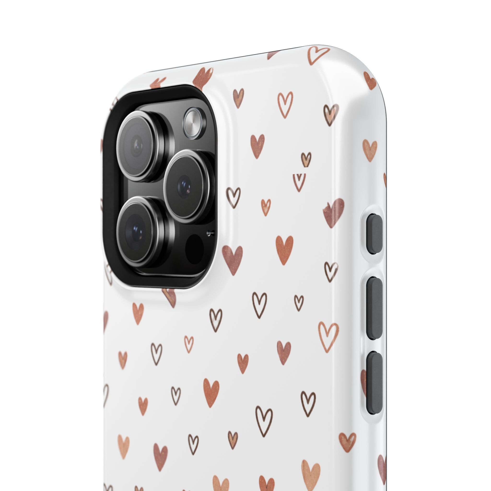 Heart Doodle Impact-Resistant Phone Case — Cute Neutral Tiny Hearts Design