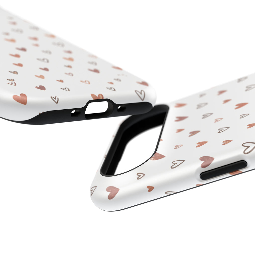Heart Doodle Impact-Resistant Phone Case — Cute Neutral Tiny Hearts Design