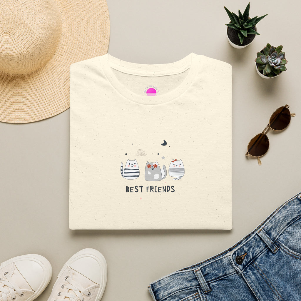 Cat Best Friends T-Shirt featuring playful cats with the text 'Best Friends' on a light background.