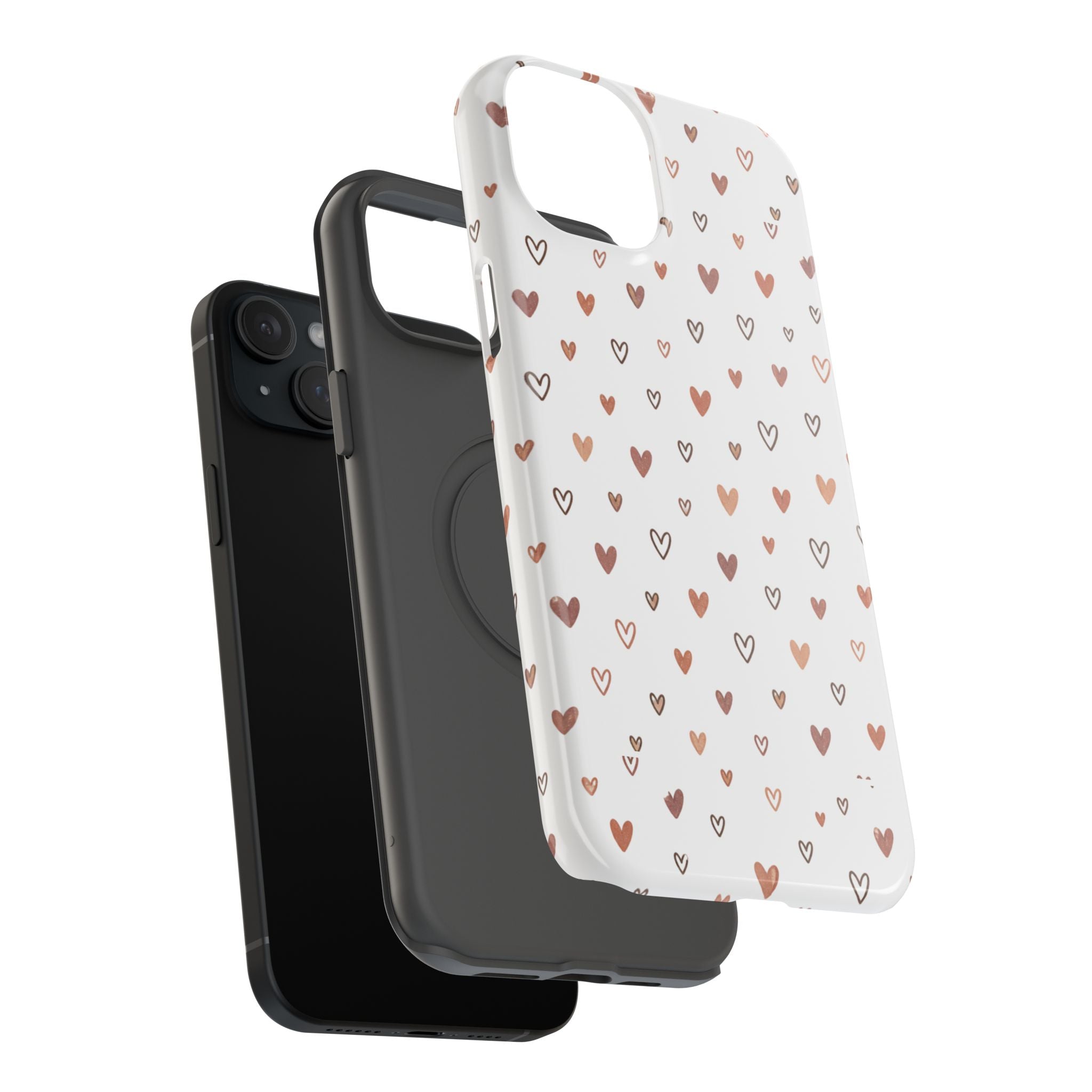 Heart Doodle Impact-Resistant Phone Case — Cute Neutral Tiny Hearts Design